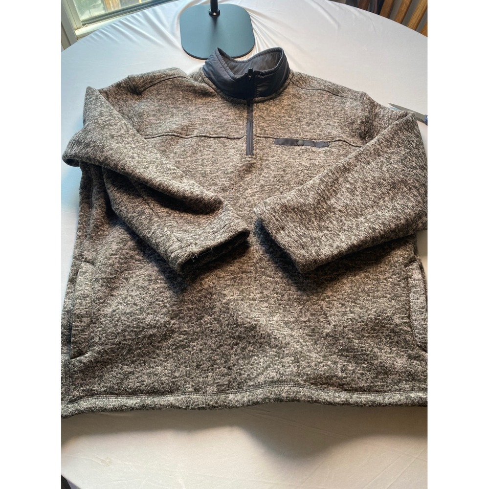 Eddie Bauer Mens XL Gray Marled Sherpa Lined Quarter Zip Pullover EMJ1504S